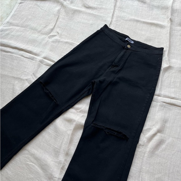 SOLD ❌ Black High Waist Ripped Bootcut Jeans - Picture 10 of 11